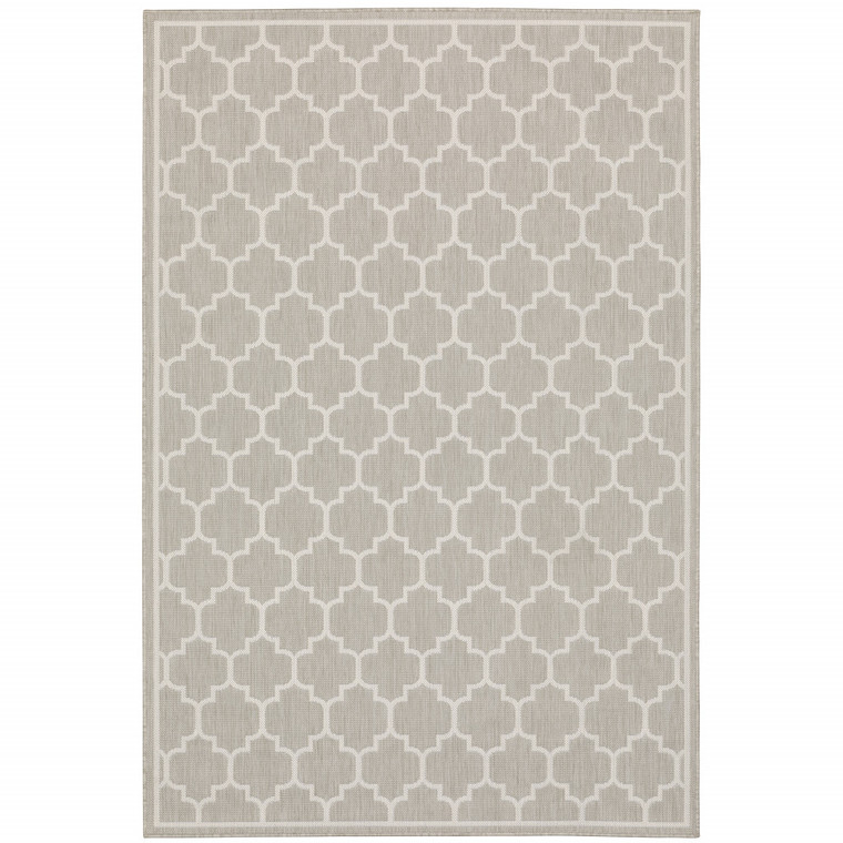 3' X 5' Grey Geometric Stain Resistant Indoor Outdoor Area Rug - 606114583042