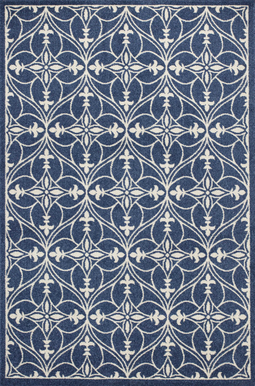8'x11' Denim Blue Machine Woven UV Treated Ogee Indoor Outdoor Area Rug - 4512822808741