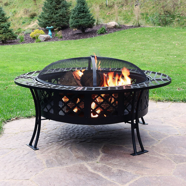 40" Black Steel Wood Burning Round Fire Pit