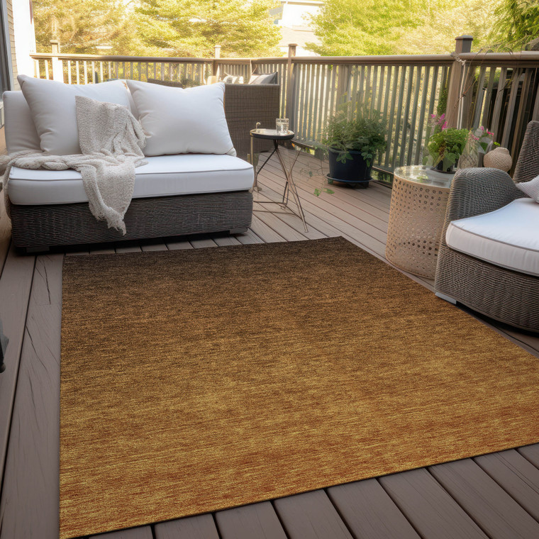8' X 10' Chocolate And Brown Ombre Washable Indoor Outdoor Area Rug