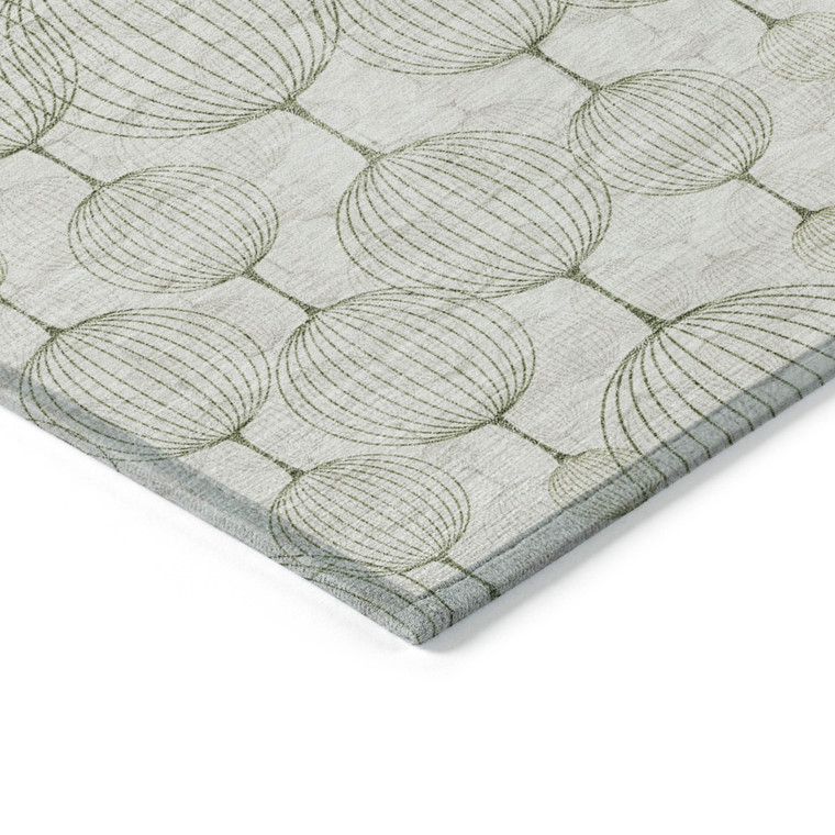 8' X 10' Green And Beige Geometric Washable Indoor Outdoor Area Rug - 608219305758