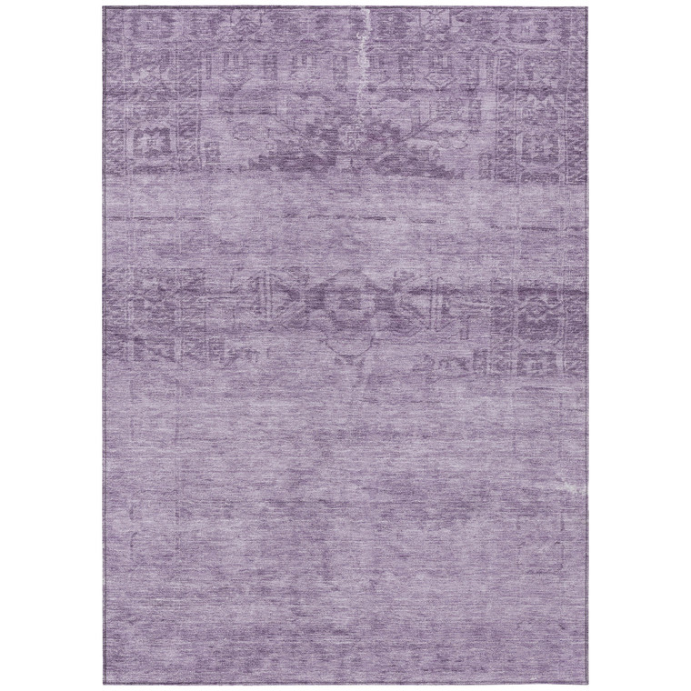 9' X 12' Plum And Purple Medallion Washable Indoor Outdoor Area Rug