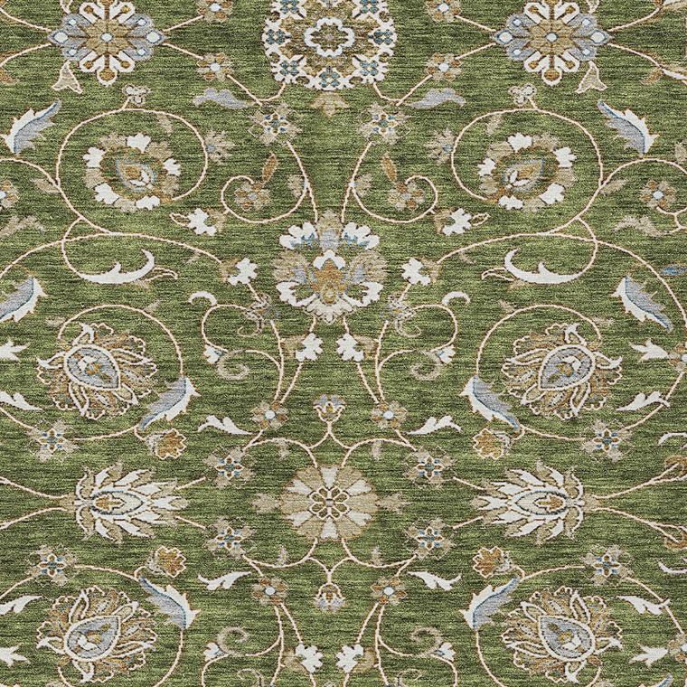 10' X 14' Olive Green Brown And Ivory Moroccan Washable Indoor Outdoor Area Rug
