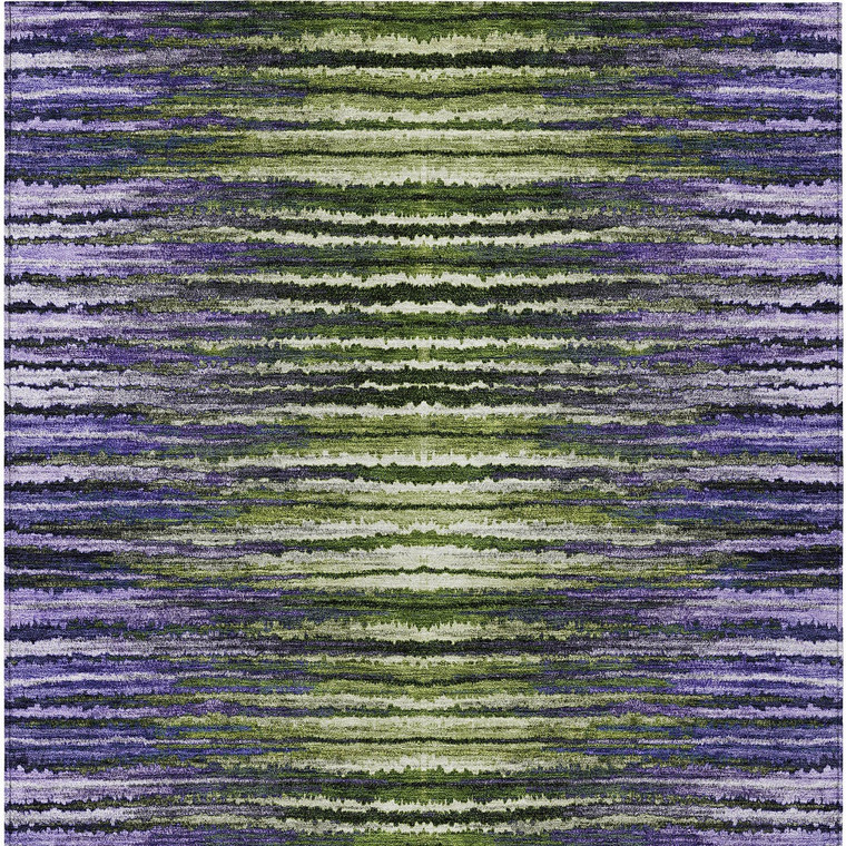 8' X 10' Purple Lilac And Lavender Striped Washable Indoor Outdoor Area Rug