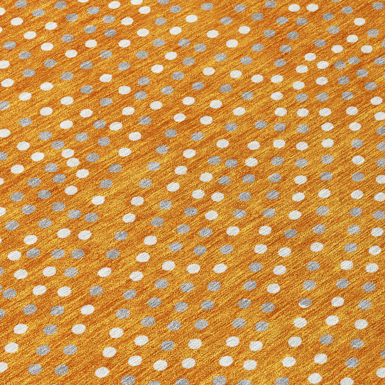 9' X 12' Orange Gray And Ivory Polka Dot Washable Indoor Outdoor Area Rug