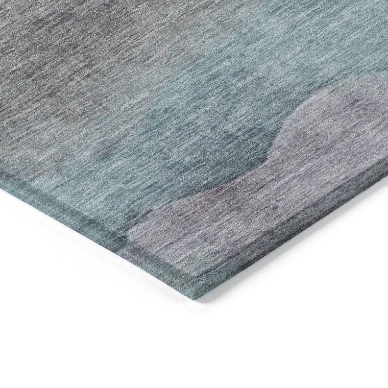 9' X 12' Teal Blue And Plum Abstract Washable Indoor Outdoor Area Rug