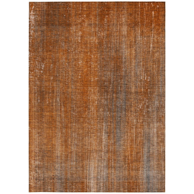 9' X 12' Orange Striped Washable Non Skid Indoor Outdoor Area Rug Transitional Style - Orange Color