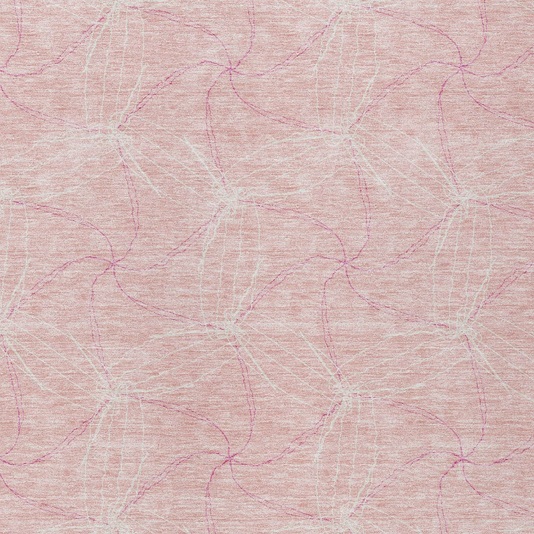 9' X 12' Pink And Ivory Geometric Washable Indoor Outdoor Area Rug - Pink, Ivory