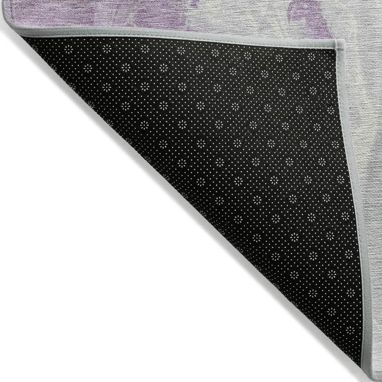 8' X 10' Lavender And Ivory Abstract Washable Indoor Outdoor Area Rug - Lavender, Ivory