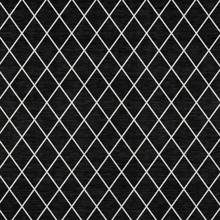 9' X 12' Black And Ivory Geometric Washable Indoor Outdoor Area Rug Transitional Style - Black, Ivory Color