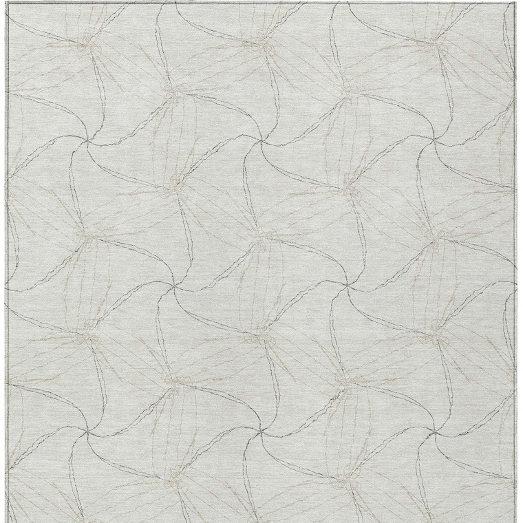 10' X 14' Ivory And Taupe Geometric Washable Indoor Outdoor Area Rug