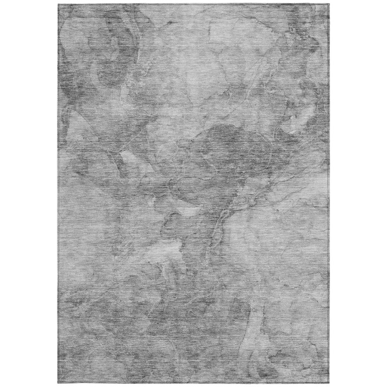 10' X 14' Gray Silver And Charcoal Nautical Washable Indoor Outdoor Area Rug - Gray, Silver, Charcoal