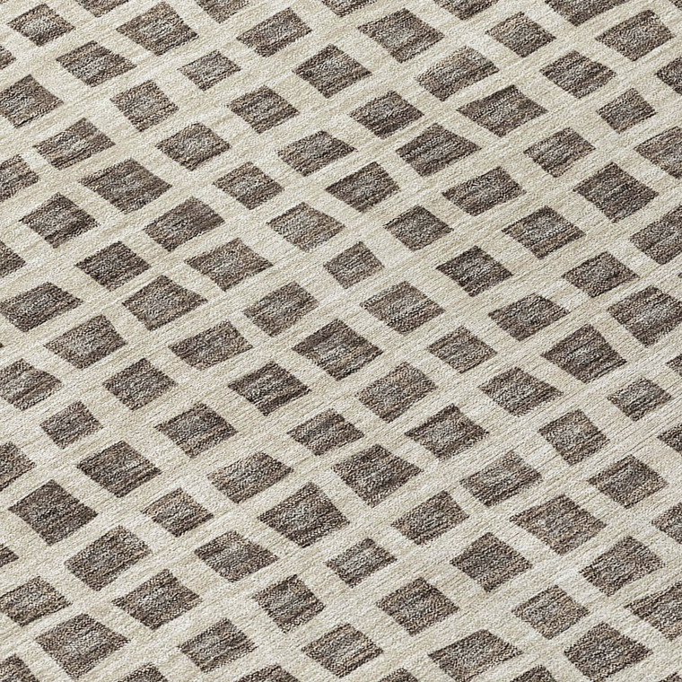 8' X 10' Brown Taupe And Ivory Geometric Washable Indoor Outdoor Area Rug