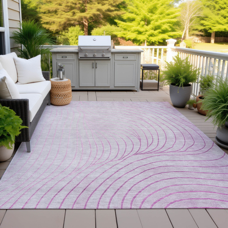8' X 10' Blush And Silver Abstract Washable Indoor Outdoor Area Rug