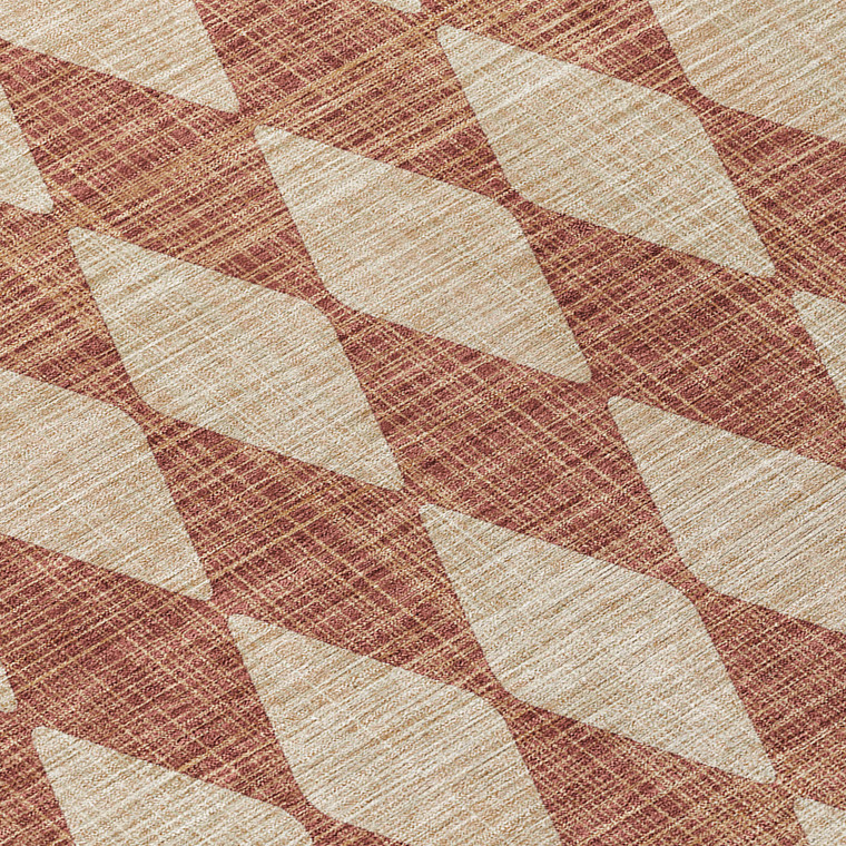 8' Orange And Copper Round Geometric Washable Indoor Outdoor Area Rug