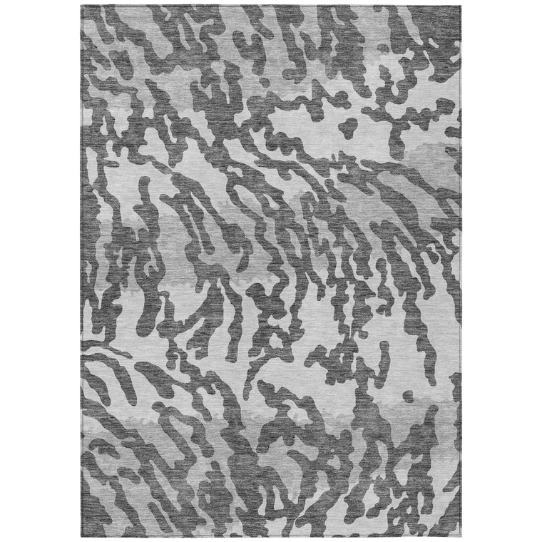 8' X 10' Gray And Ivory Animal Print Washable Indoor Outdoor Area Rug