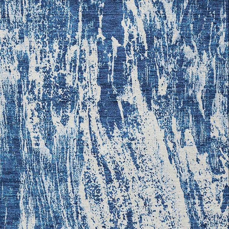 9' X 12' Navy Blue And Ivory Abstract Washable Indoor Outdoor Area Rug - Navy Blue, Ivory