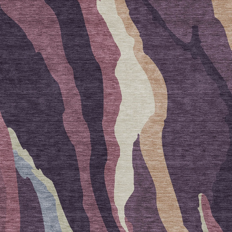 8' X 10' Plum Purple And Ivory Abstract Washable Indoor Outdoor Area Rug