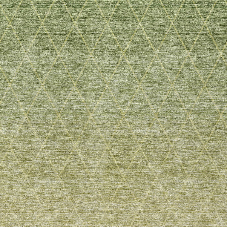 9' X 12' Artichoke Green And Beige Geometric Washable Indoor Outdoor Area Rug