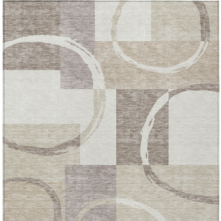 9' X 12' Ivory And Beige Geometric Washable Indoor Outdoor Area Rug Modern Style - Ivory, Beige Color
