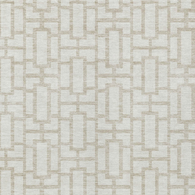 9' X 12' Ivory And Beige Geometric Washable Indoor Outdoor Area Rug Transitional Style - Ivory, Beige Color