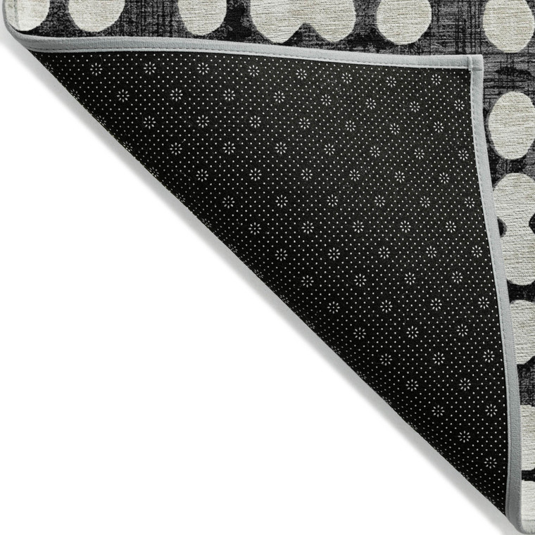 9' X 12' Black And Ivory Abstract Washable Indoor Outdoor Area Rug Transitional Style - Black, Ivory Color