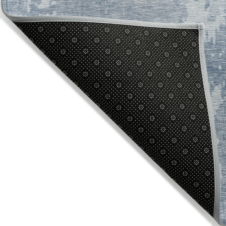 10' X 14' Sky Blue Abstract Washable Indoor Outdoor Area Rug