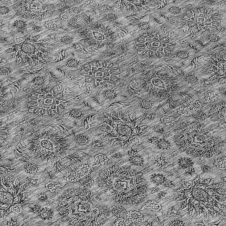 8' Gray Silver And Charcoal Round Floral Washable Indoor Outdoor Area Rug Transitional Style - Gray, Silver, Charcoal Color