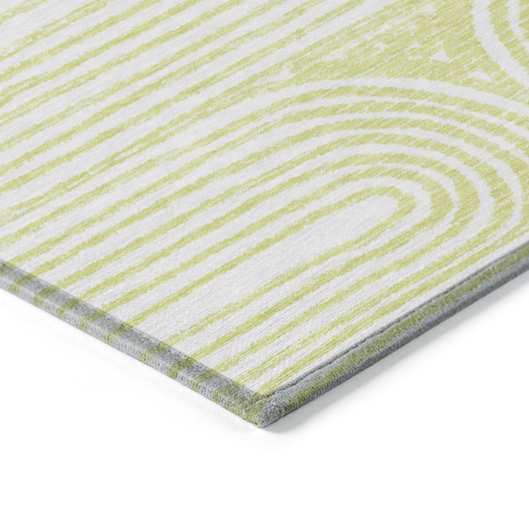 9' X 12' Green And White Abstract Washable Indoor Outdoor Area Rug - Green, White