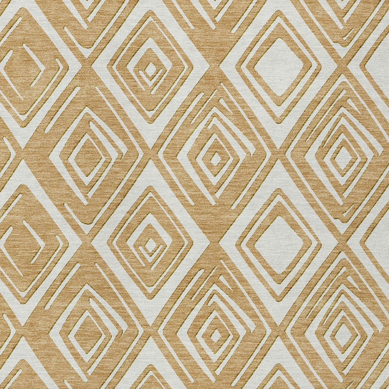 9' X 12' Gold And Ivory Geometric Washable Indoor Outdoor Area Rug