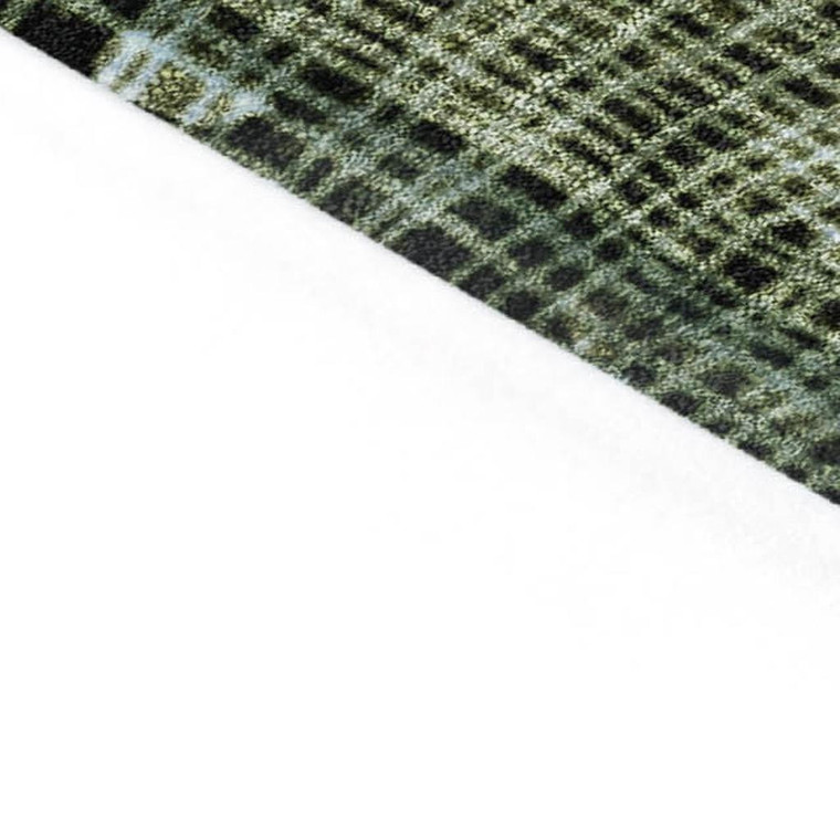 10' X 14' Fern Green And Beige Abstract Washable Indoor Outdoor Area Rug - Fern Green, Beige