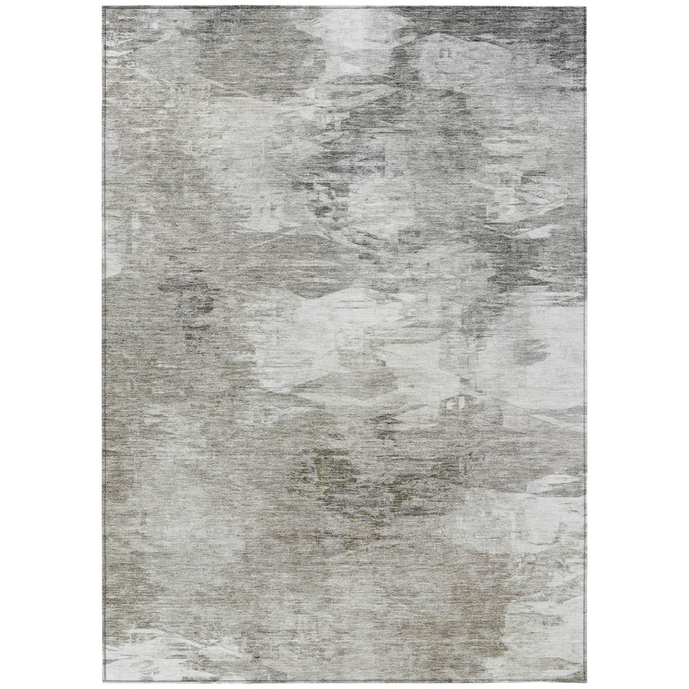 10' X 14' Beige Tan And Gray Abstract Washable Indoor Outdoor Area Rug