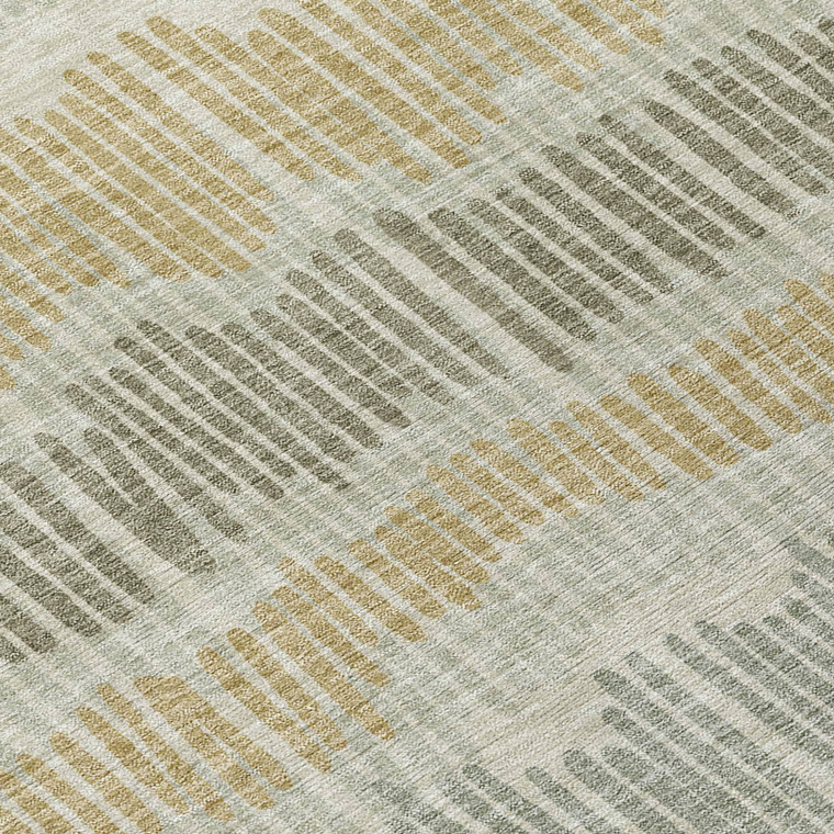 10' X 14' Beige Brown And Gray Striped Washable Indoor Outdoor Area Rug