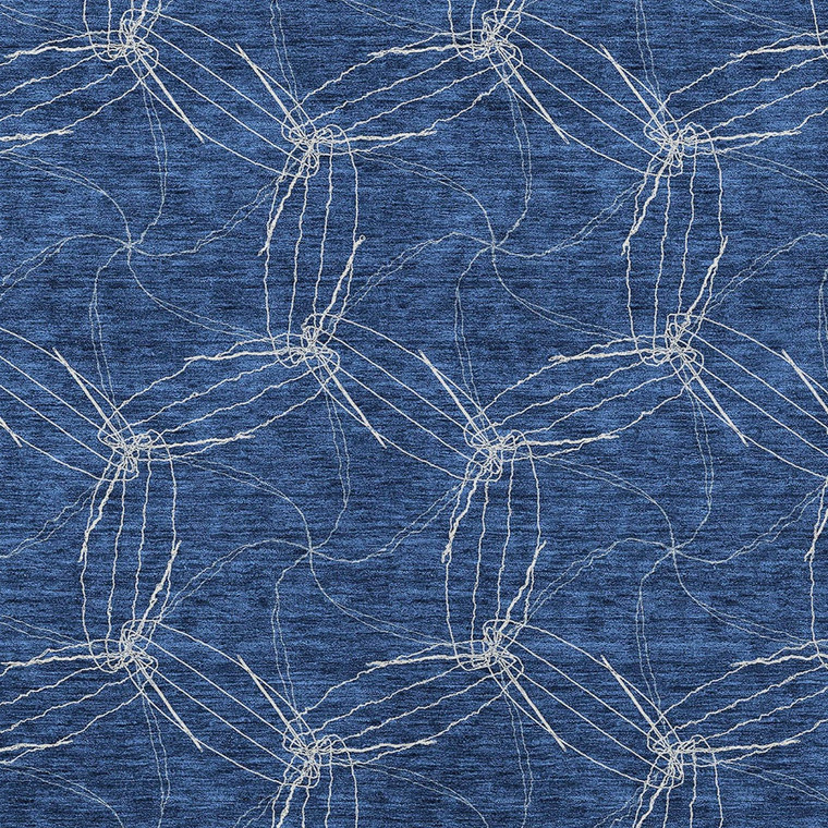 9' X 12' Navy Blue And Ivory Geometric Washable Indoor Outdoor Area Rug Transitional Style - Navy Blue, Ivory Color