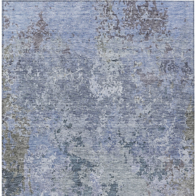 10' X 14' Blue And Dark Gray Abstract Washable Indoor Outdoor Area Rug