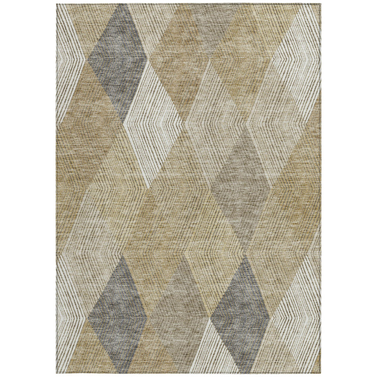 10' X 14' Wheat Taupe And Ivory Argyle Washable Indoor Outdoor Area Rug