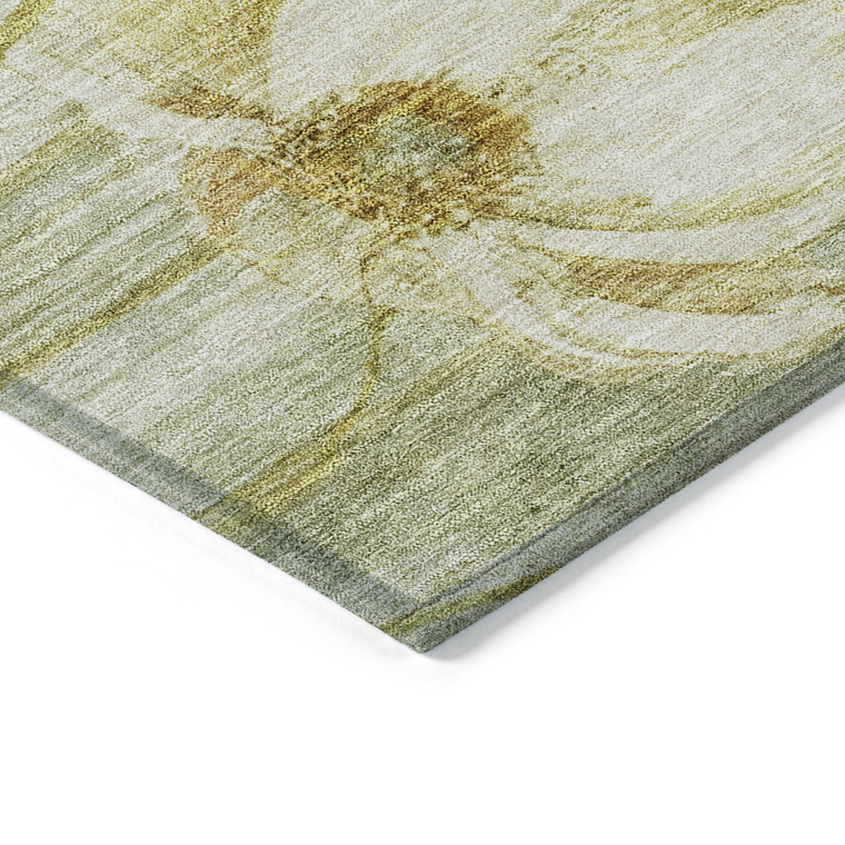10' X 14' Sage Fern Green And Ivory Floral Washable Indoor Outdoor Area Rug - Sage, Fern Green, Ivory