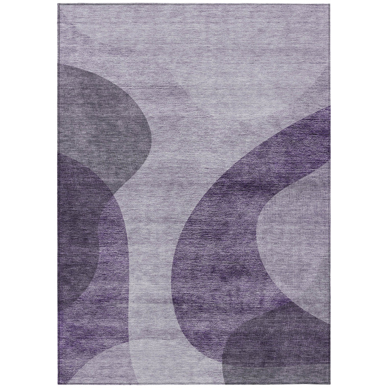 9' X 12' Purple Lavender And Eggplant Abstract Washable Indoor Outdoor Area Rug