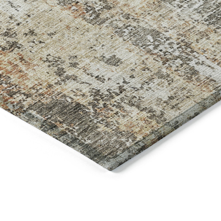 8' X 10' Terra Cotta Beige And Dark Gray Abstract Washable Indoor Outdoor Area Rug