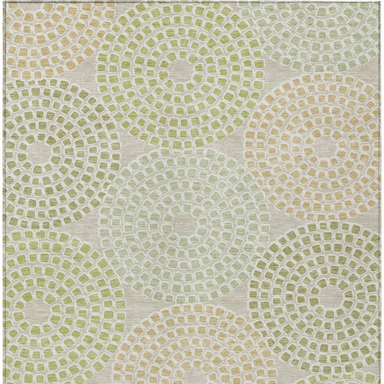 10' X 14' Artichoke Green And Brown Geometric Washable Indoor Outdoor Area Rug - 608219356781