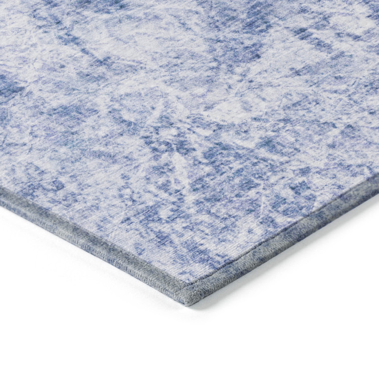 10' X 14' Blue Abstract Washable Non Skid Indoor Outdoor Area Rug Transitional Style - Blue Color