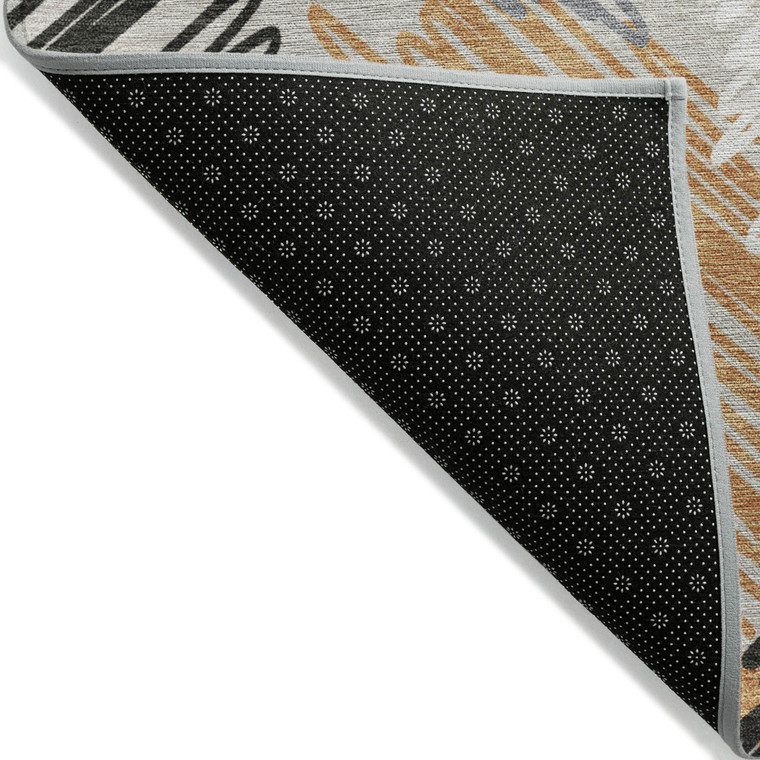 10' X 14' Copper Ivory And Gray Geometric Washable Indoor Outdoor Area Rug