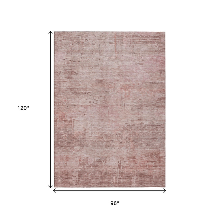 8' X 10' Blush And Pink Abstract Washable Indoor Outdoor Area Rug