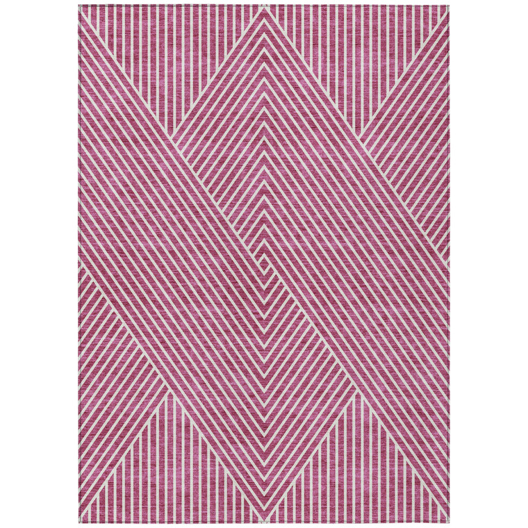 9' X 12' Blush And Ivory Geometric Washable Indoor Outdoor Area Rug - 880016428476