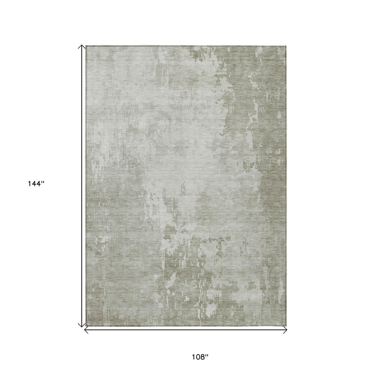 9' X 12' Linen Abstract Washable Indoor Outdoor Area Rug