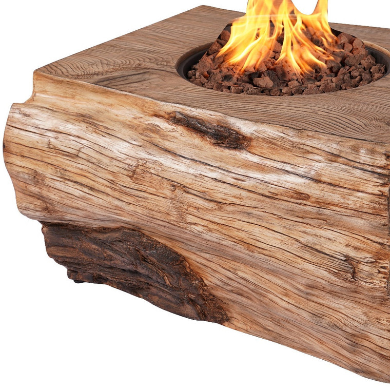 50000 BTU 40" Brown Aluminum Natural Gas Rectangular Fire Pit With Cover