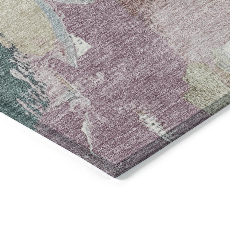 9' X 12' Mauve Beige And Sage Abstract Washable Indoor Outdoor Area Rug