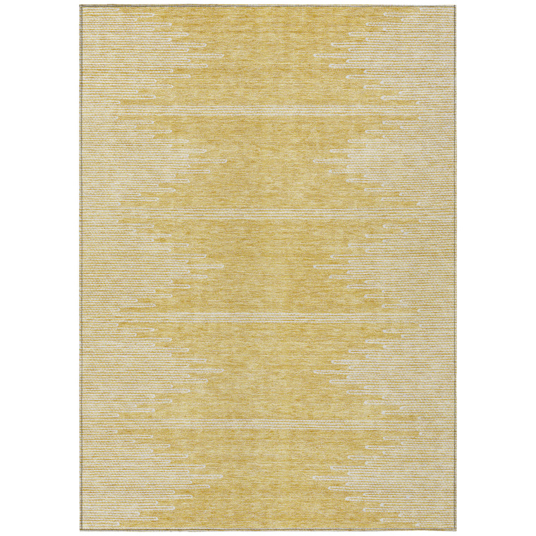 10' X 14' Gold And Ivory Abstract Washable Indoor Outdoor Area Rug Transitional Style - Gold, Ivory Color