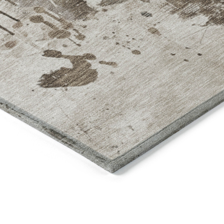 8' X 10' Ivory And Gray Horse Washable Indoor Outdoor Area Rug