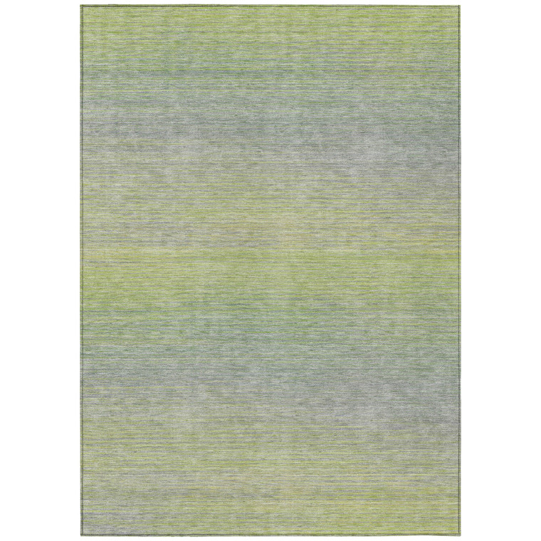 9' X 12' Artichoke Green Striped Washable Indoor Outdoor Area Rug Transitional Style - Artichoke Green Color